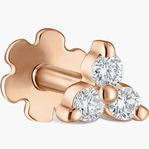 Maria Tash Diamond Trinity Threaded Stud Earring, Brand New (Larger 4.5mm Size)